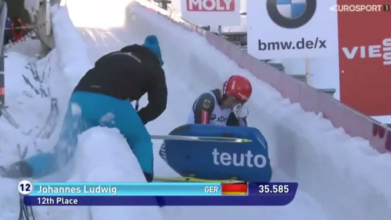 Johannes Ludwig crash on Sprint World Championships in Innsbruck  27.01.17