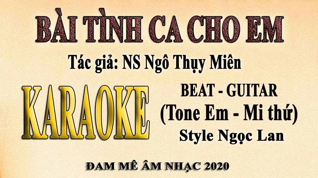 Karaoke ǀ BÀI TÌNH CA CHO EM ǀ Ngô Thụy Miên