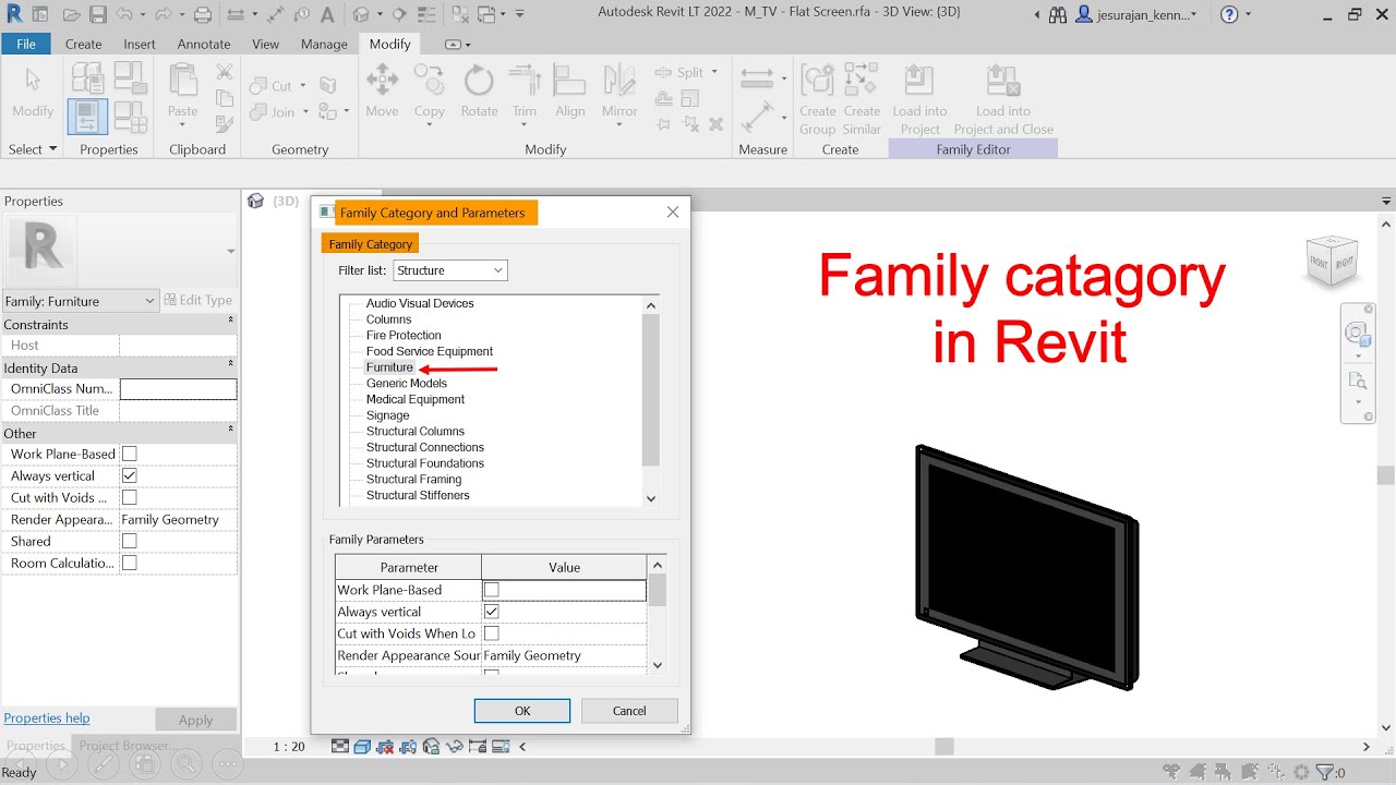 How to check family categories in Revit?