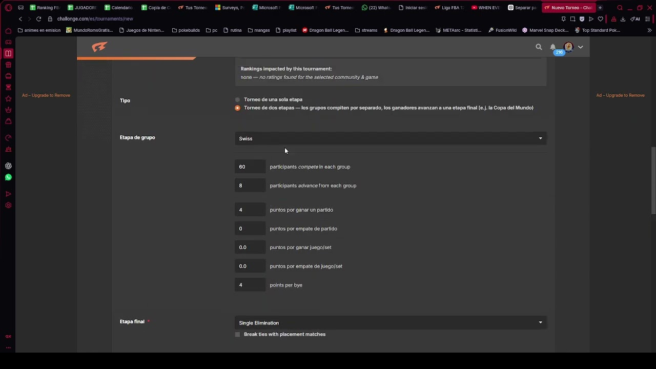 Como crear un torneo en challonge para la fba