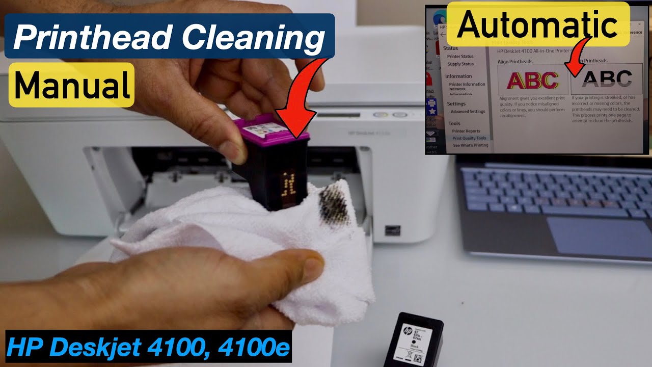 HP Deskjet 4100 Printhead Cleaning Automatic & Manual Method.
