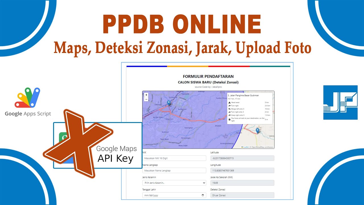 (PPDB ONLINE) Formulir Pendaftaran Siswa Baru Online (Maps, Deteksi Zonasi, Jarak, Upload Foto)