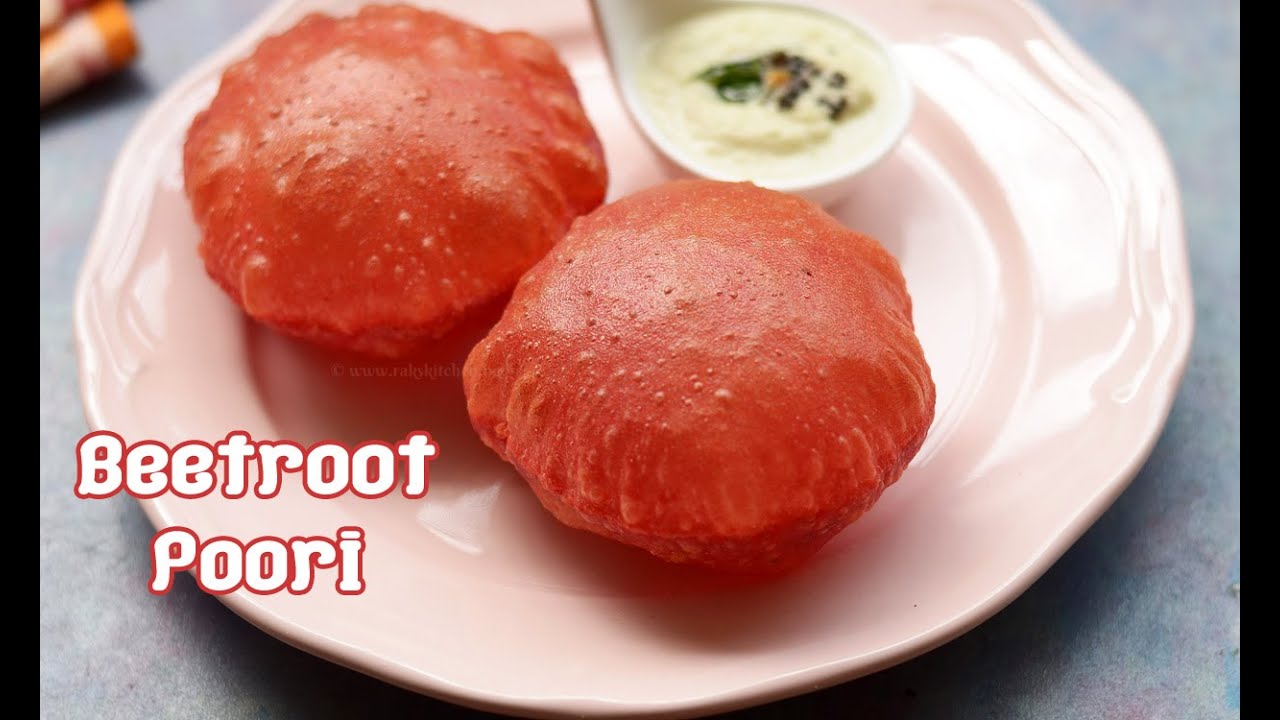 Beetroot poori, beetroot pink puri