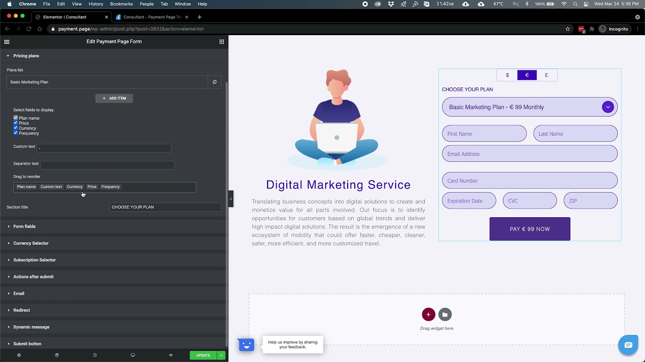 Setting Up Pricing Plans with Payment Page