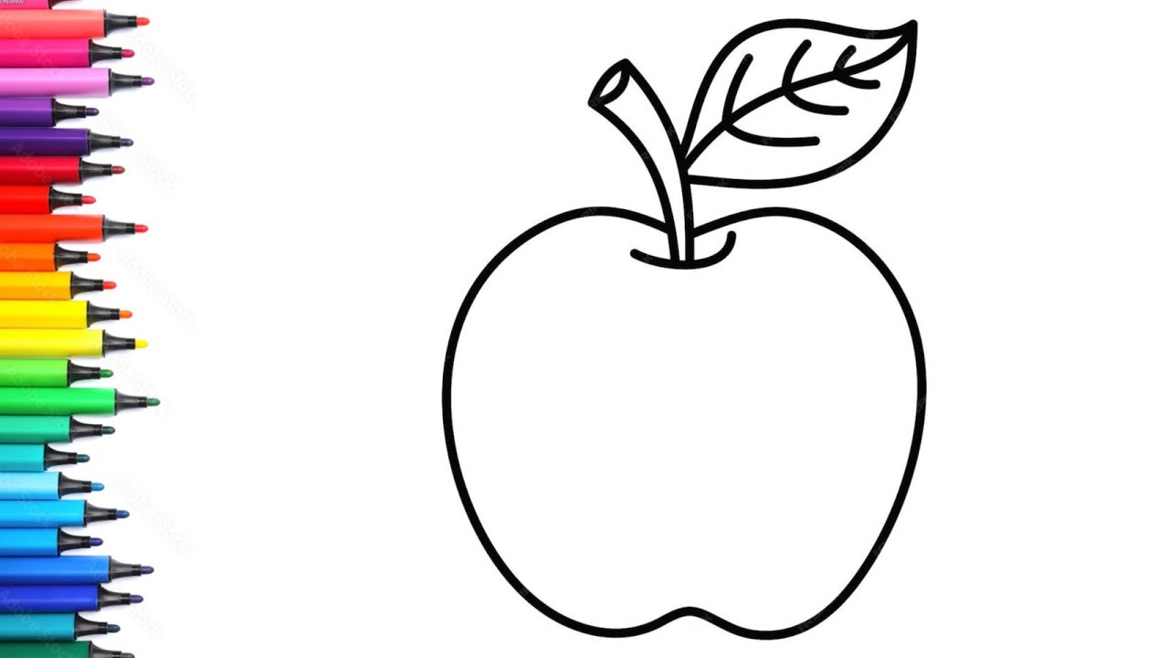 Simple and Easy Apple Drawing, Painting & Colouring for Kids and Toddlers_ Child Art | How To Draw 