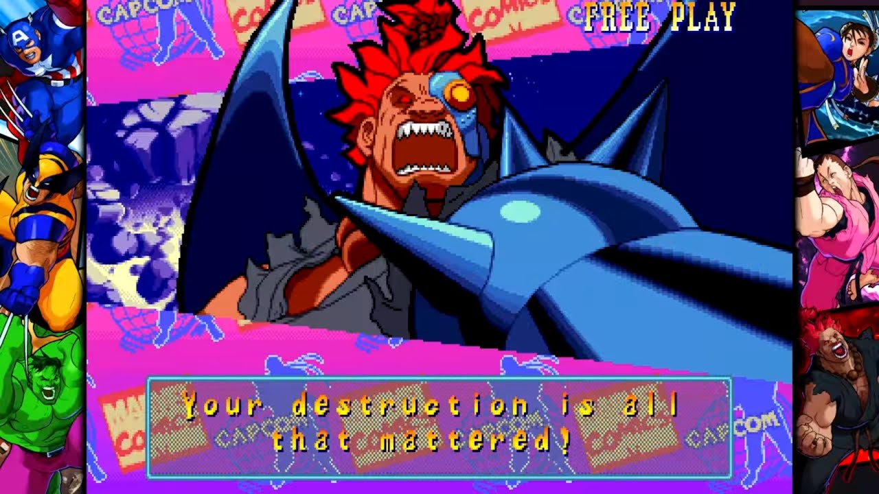 Marvel Superheroes vs Street Fighter: Cyber Akuma arcade playthrough