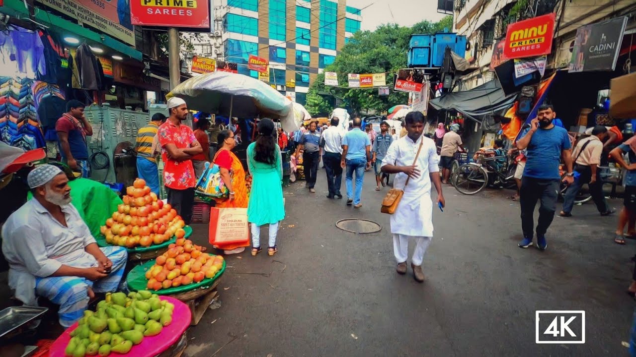 Kolkata City Tour Around Bara Bazar - MG Road, Rabindra Sarani - 4K Walking in Kolkata