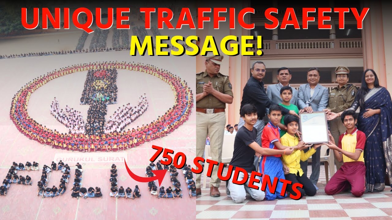 750 Surat Students Create Human Traffic Signals to Promote Road Safety 🚦