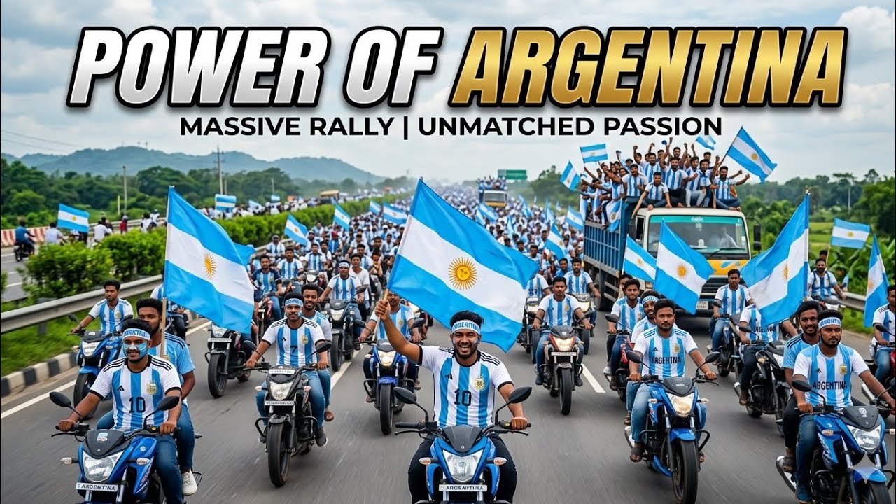 Argentina Fans Take Over the Highway! Massive Motorcycle & Truck Rally 🇦🇷🔥 #argentina #football
