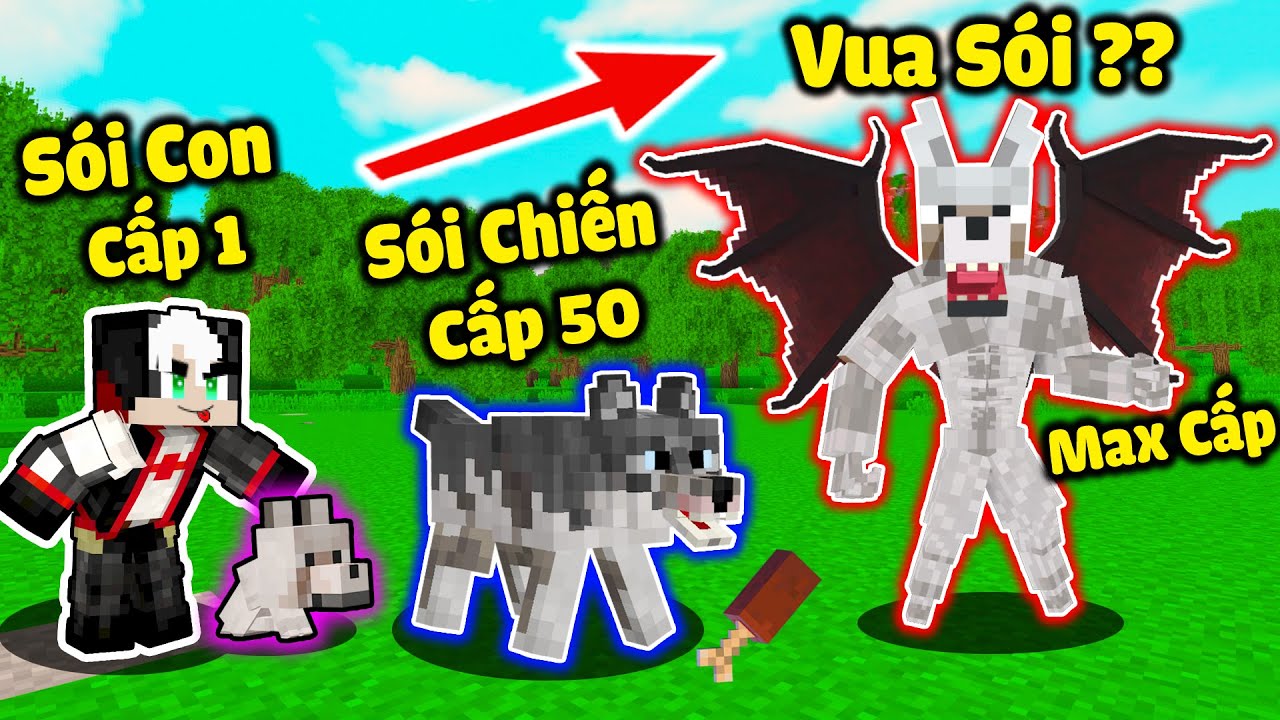 REDHOOD THỬ THÁCH NÂNG CẤP CHÓ SÓI THÀNH VUA SÓI TRONG MINECRAFT*REDHOOD TROLL MỀU BẰNG SỨC MẠNH SÓI