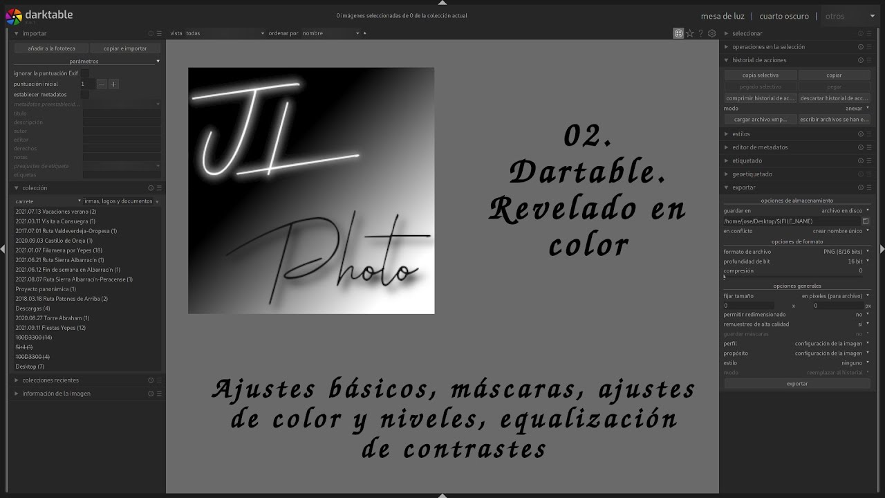 Tutorial Darktable 02. Revelado en color
