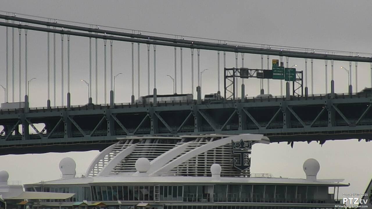 OASIS OF THE SEAS clearing the Verrazano-Narrows Bridge with her new Retractable Funnel-8/18/2021