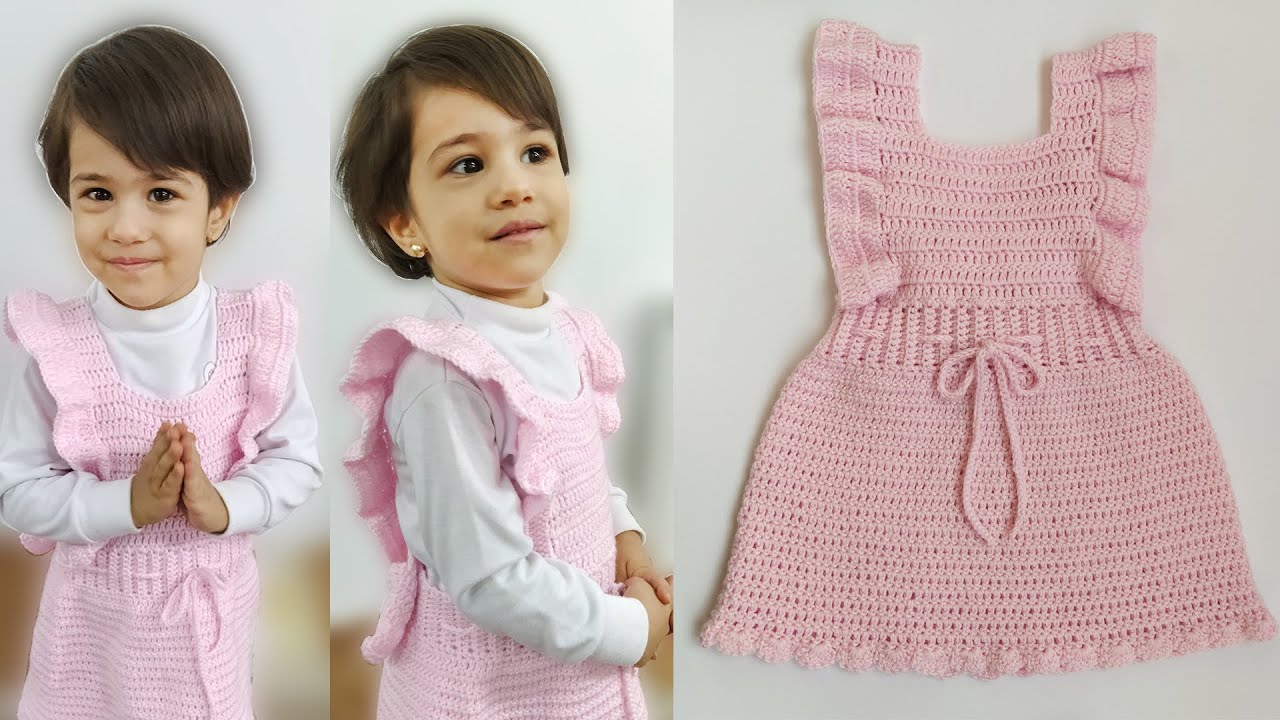 [Eng sub] crochet girl dress آموزش بافت لباس دخترانه با قلاب