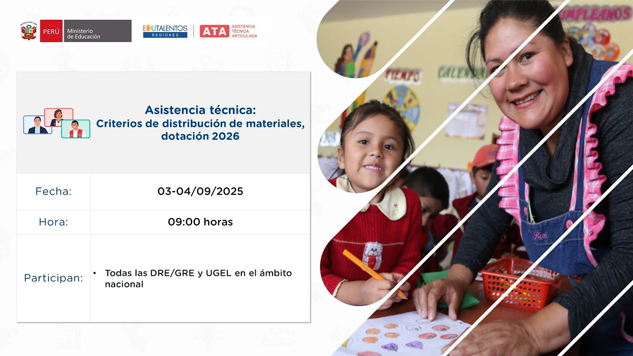Asistencia t&eacute;cnica: Criterios de distribuci&oacute;n de materiales, dotaci&oacute;n 2026