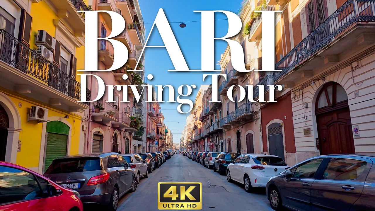 Bari, Driving Tour Apulia Puglia Italy 🌞🚗🇮🇹.  4K 60 FPS