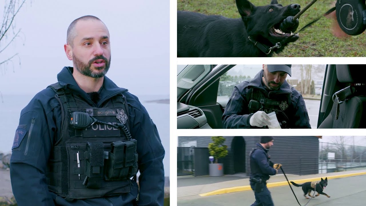 Cst. Stefan Moxness and RCMP Police Service Dog (PSD) Moxy