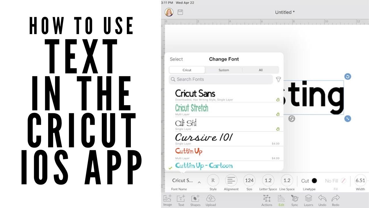 Text on the Cricut iOS App