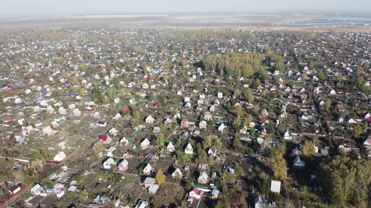 Полет над дачами Осташково, Омск, квадрокоптер. flying on a quadrocopter over country houses siberia