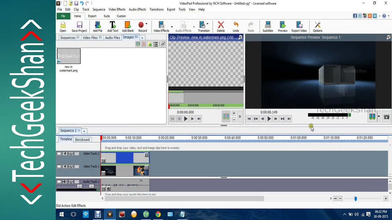 NCH Videopad -Insert Watermark in Video