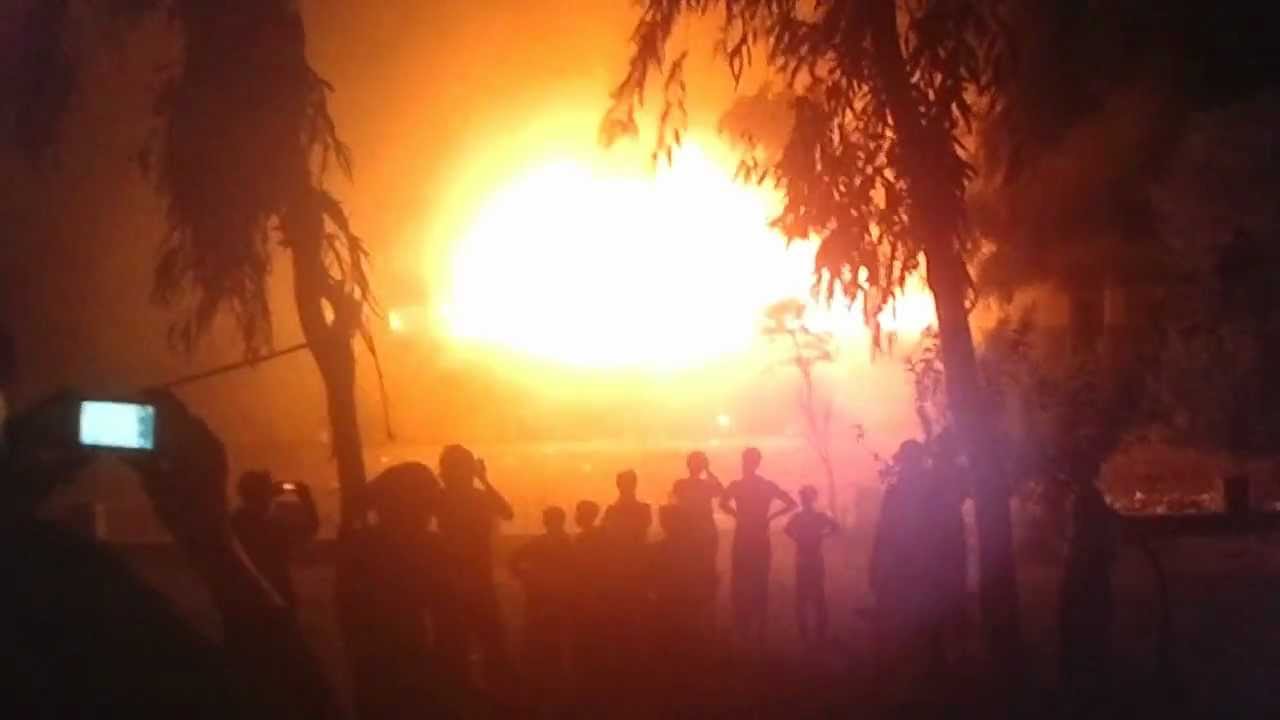 burning train in kamoke.