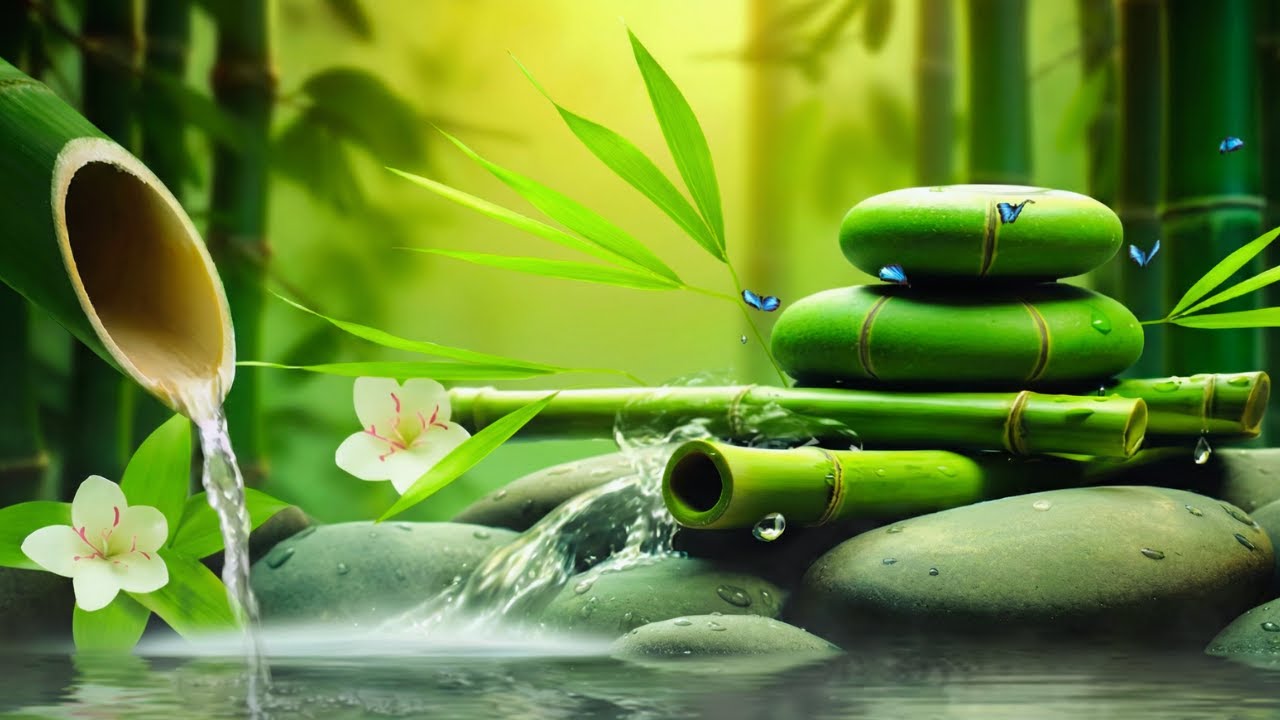 Deep Sleep Piano Music 🌙 Bamboo Water Fountain for Anxiety Relief, Healing & Total Relaxation