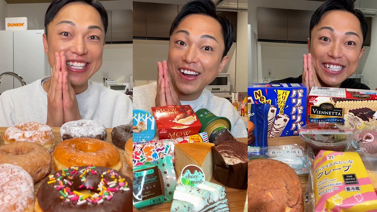 【大食い】爆食チートデイショートまとめ！ミスドにシャトレーゼ、ビアードパパ、コンビニスイーツを爆食【チートデイ】