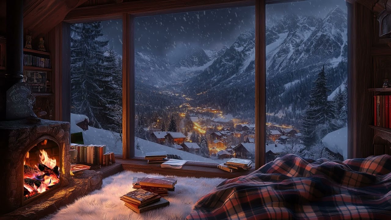 Peaceful Snowy Nights: Cozy Fireplace Ambience for Deep Relaxation 😌🔥