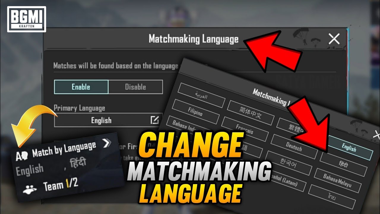 BGMI Matchmaking Language Change ? How to Change Matchmaking Language in bgmi