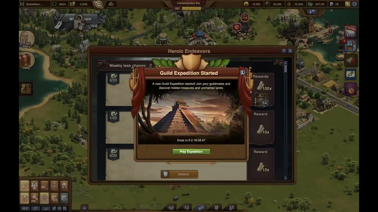 Forge of Empires Gameplay | Heroic Tavern Mission, Enemy Attack & City Defense Strategy