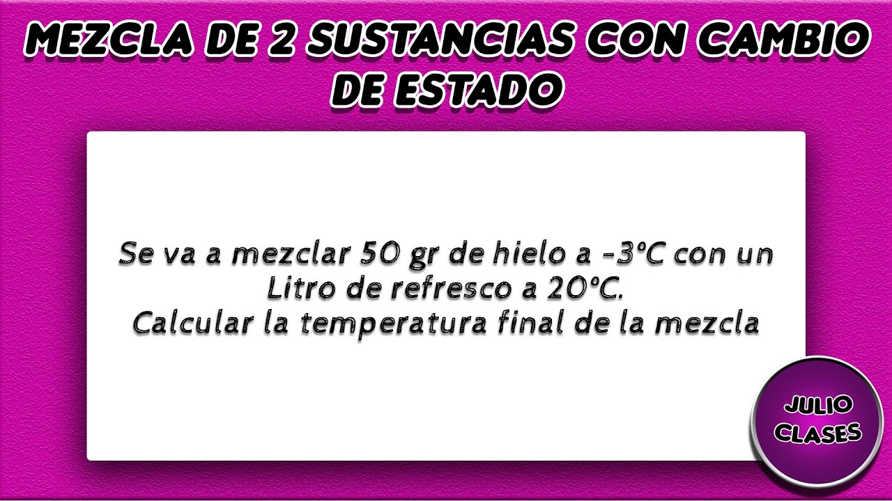 Mezcla de 2 sustancias con cambio de estado
