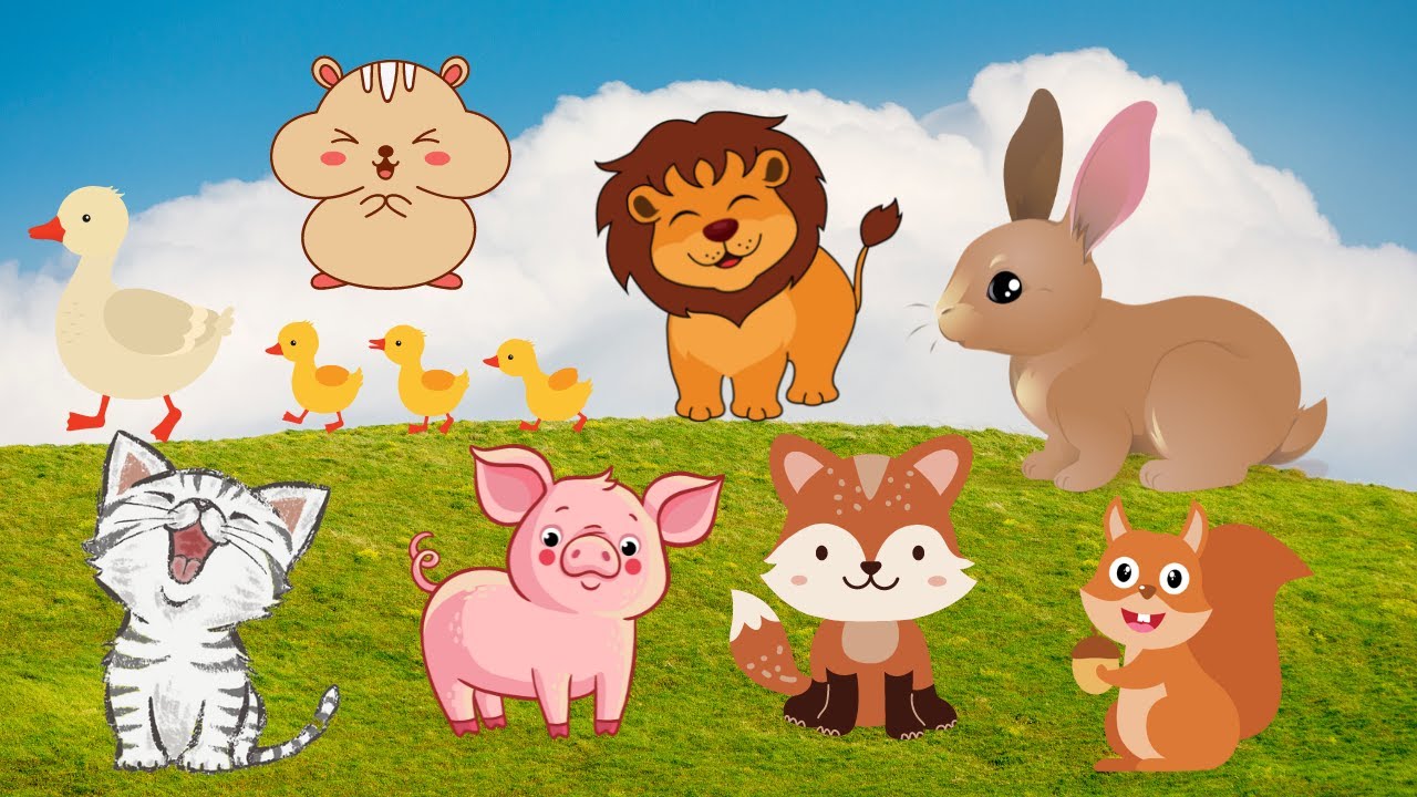 CUTE LITTLE ANIMALS: Duck, Cat, Hamster, Rabbit, Pig, Fox, Squirrel, Lion - ANIMAL SOUNDS
