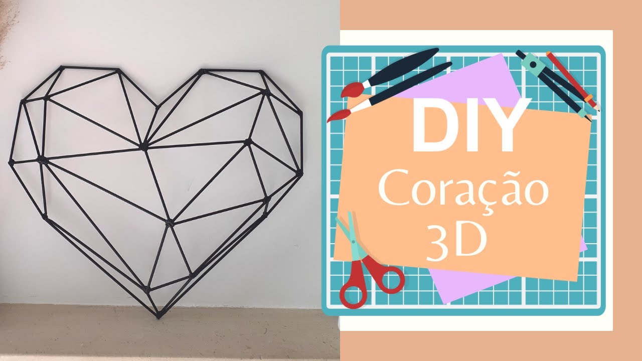 DIY Coração 3D com palitos de churrasco