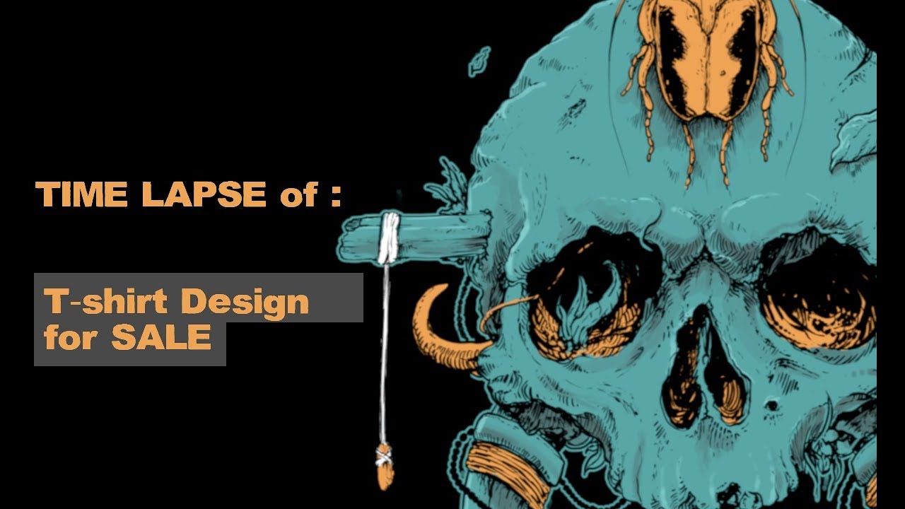 4K | Skull T-shirt Illustration | Design FOR SALE | Drawing Time Lapse