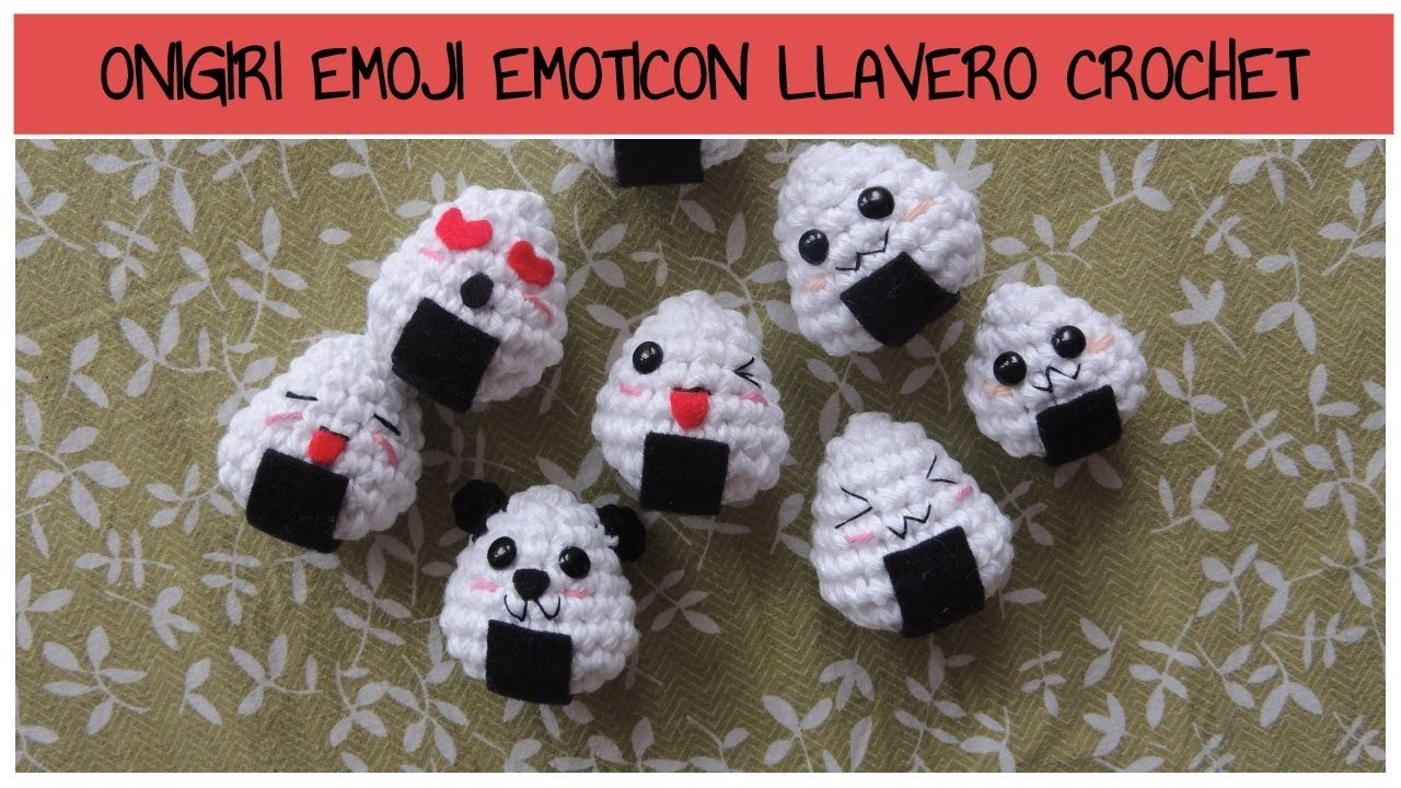 ONIGIRI EMOTICON EMOJI LLAVERO CROCHET