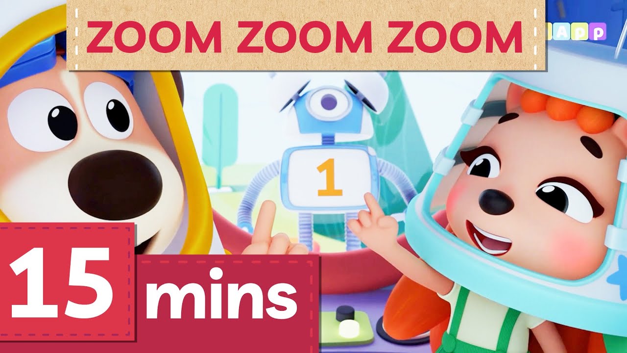 Zoom Zoom Zoom We're Going To The Moon for 15 minutes - Songs for Kids - Space Travel for Children