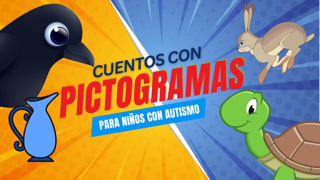 📖 Cuentos con Pictogramas🌅: 🐢La tortuga y 🐰La liebre /  🐦‍⬛El Cuervo y 💧La jarra