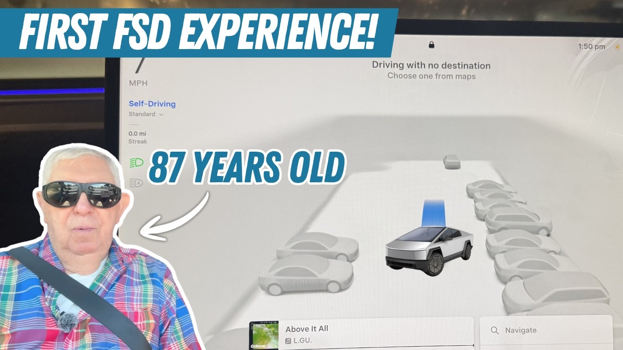 Мой 87-летний дедушка впервые опробовал FSD в Tesla Cybertruck!