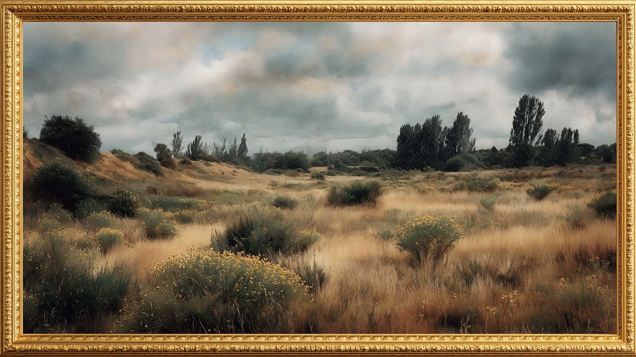 Moody Prairie Winds | Vintage Gold Frame | 4K TV Art Screensaver