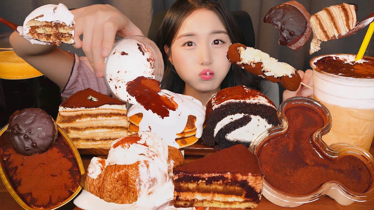 Жевательный И Влажный Десерт🍰 Торт Тирамису АSMR Мукбанг l Старбакс Dessert Cake Mukbang
