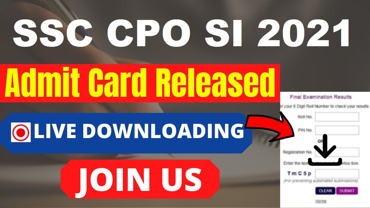 SSC CPO SI Admit Card 2021 (Out) | Download Sub Inspector Paper II Hall Ticket Here