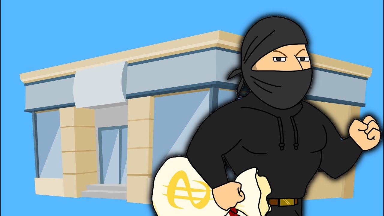 Childish Dad robs the bank/arrested