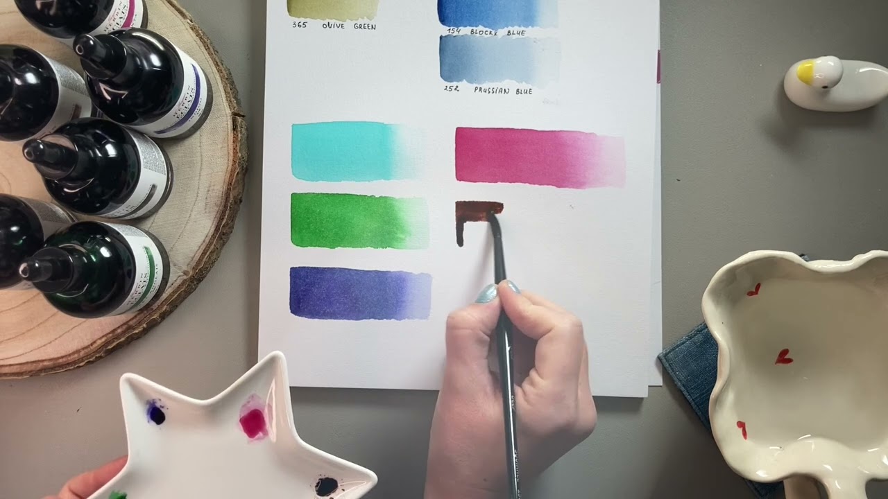 Jacques Herbin Ink Watercolour Swatches on Clairefontaine Cotton Paper