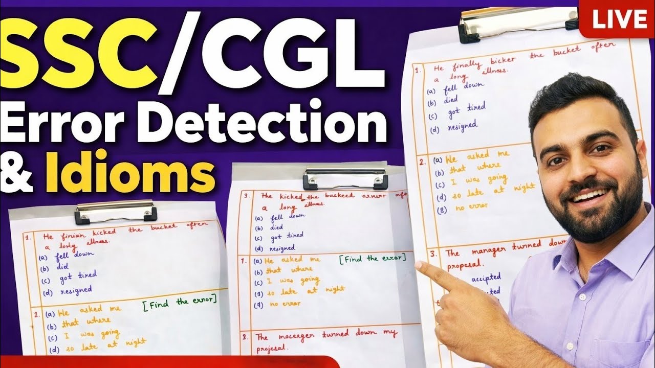 Error Detection & Idioms MCQs | SSC CGL 2026