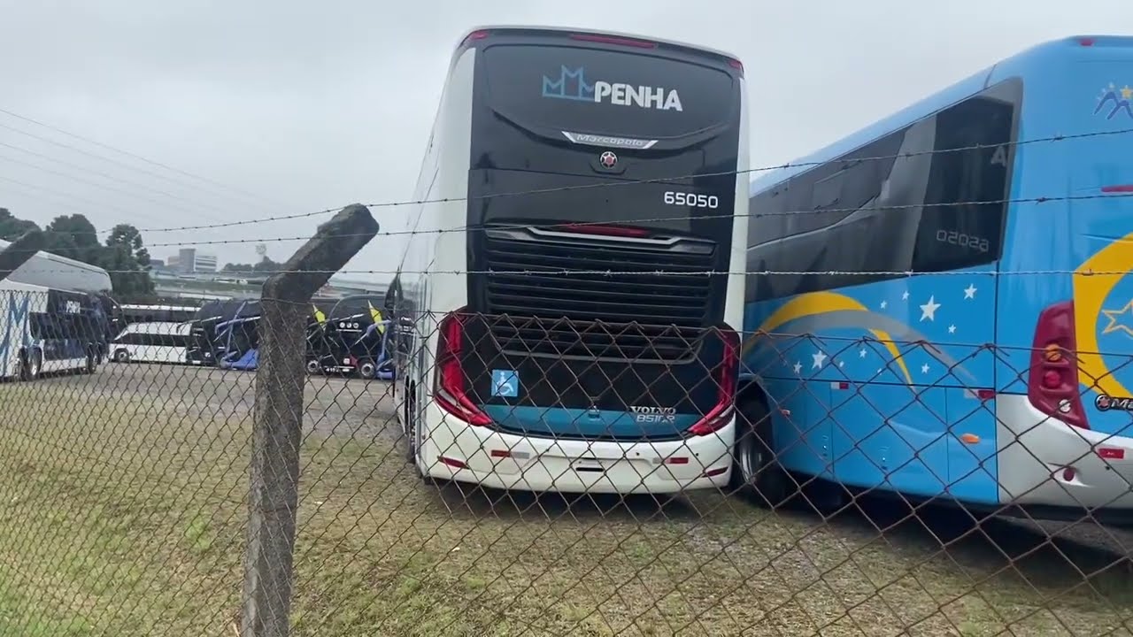 Movimentação na Fábrica da Marcopolo, com G8 da Penha, G8 da Útil, G8 amarelo que pode ser Caxiense