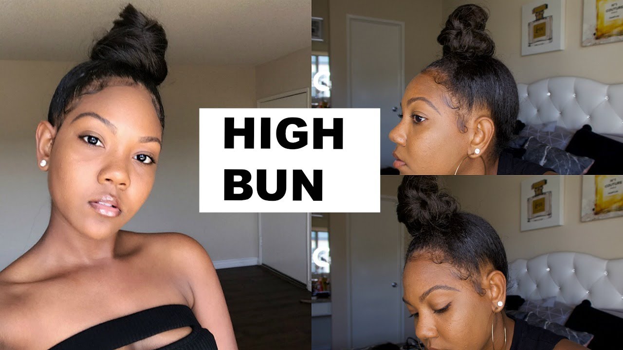 Sleek High Bun On Blow Dried Natural Hair (Protective Style)