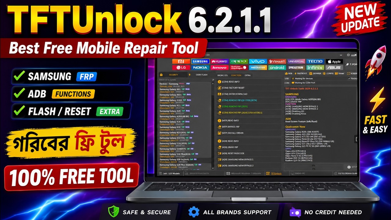 TFT Unlock 6.2.1.1- Setup & Installation Guide | Best Free Mobile Repair Tool#tft#TFT