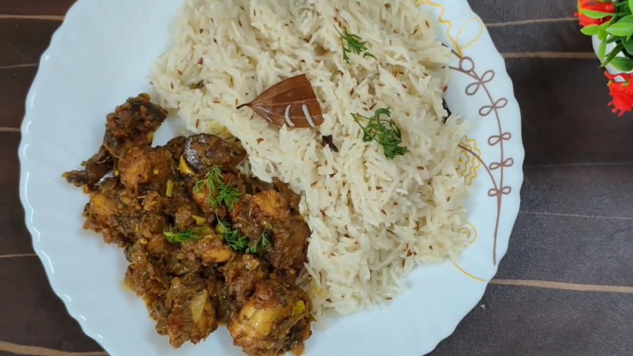चिकनची भाजी आणि जिरा राईस (Chicken Labaalab) 