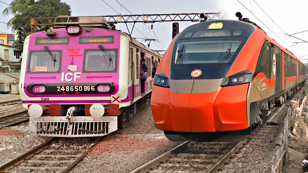 Vande Bharat Sleeper + Different EMU locals spotted At Chuchura #indianrailways #howrahdivision #icf