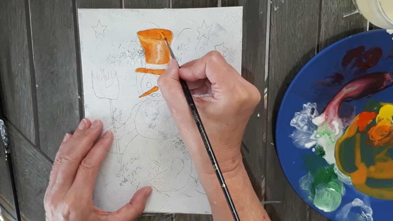 Lustiger #Schneemann #Acrylmalerei Anne Pross - #PaintingTutorial #snowman #acrylicpainting #kunst