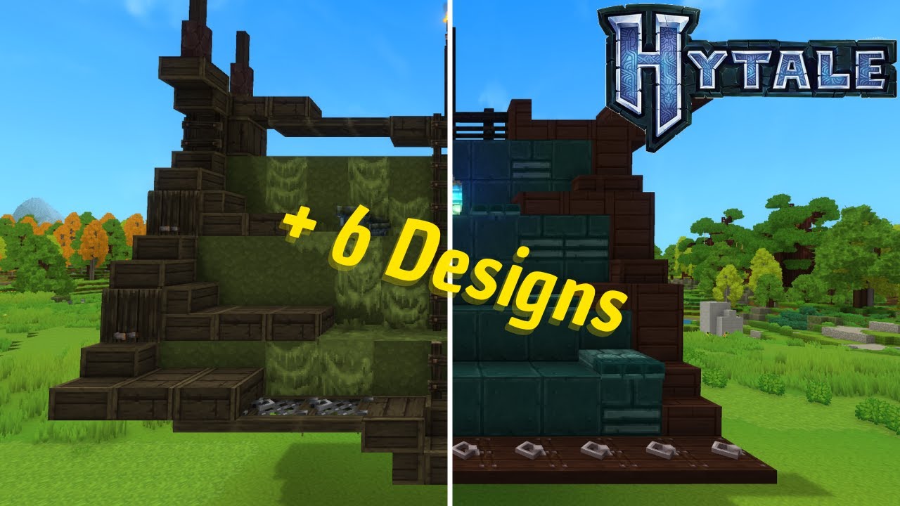 Hytale: 6 different ways to build a roof for your starter house | Tutorial (Part 1)